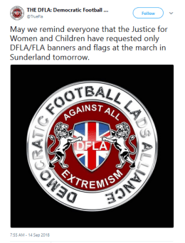 DFLA tweet re Sunderland 2018-09-14